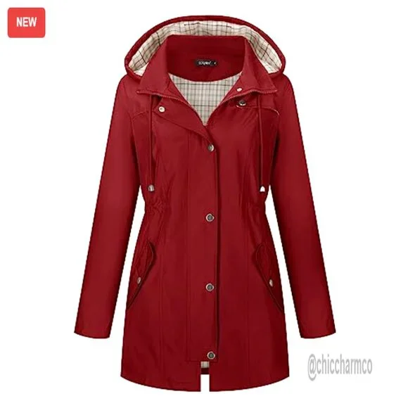 Waterproof Hiking Raincoat with Hood, Lightweight Windproof Jacket for Outdoor
